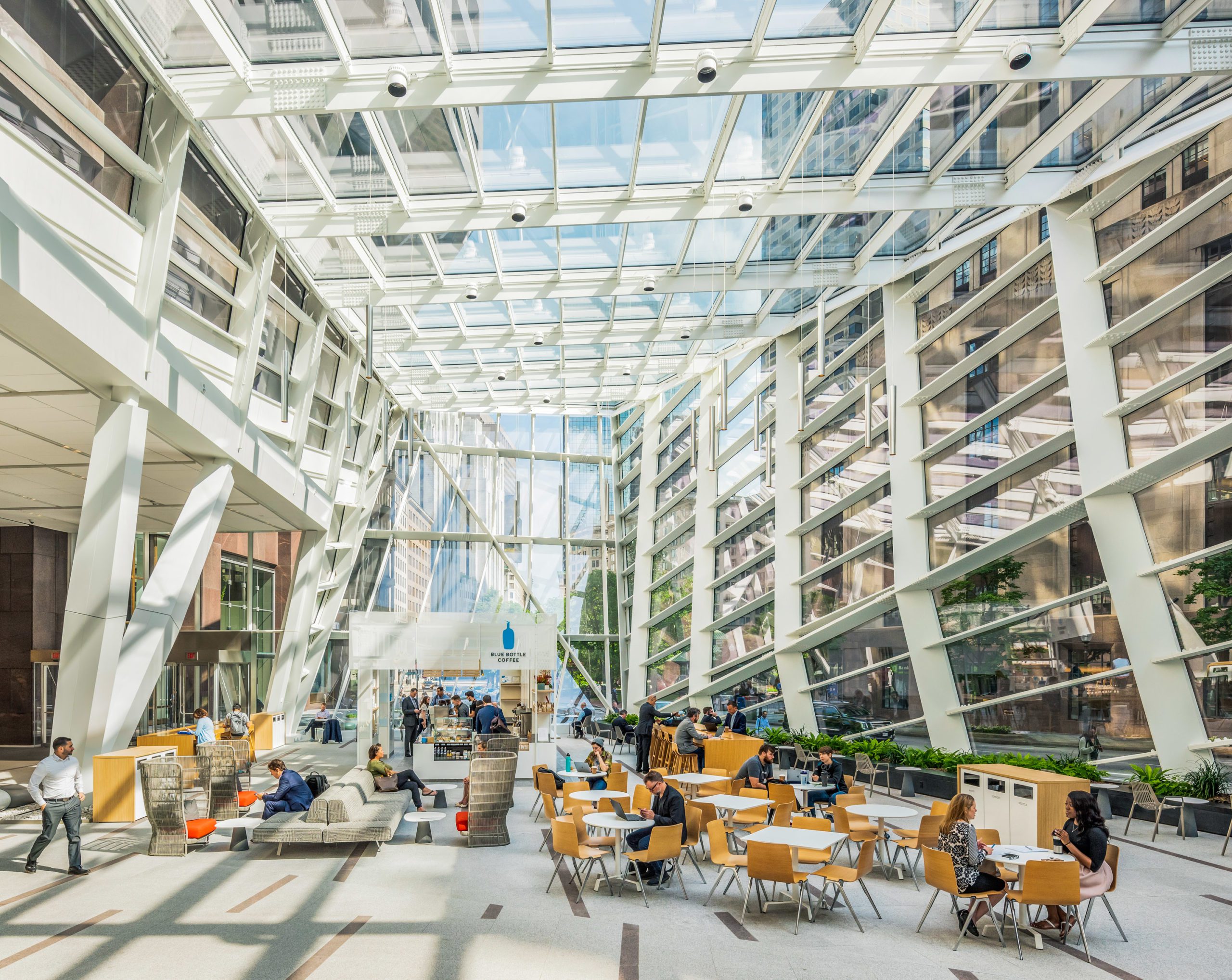 Interior of The Exchange featuring a coffee shop.