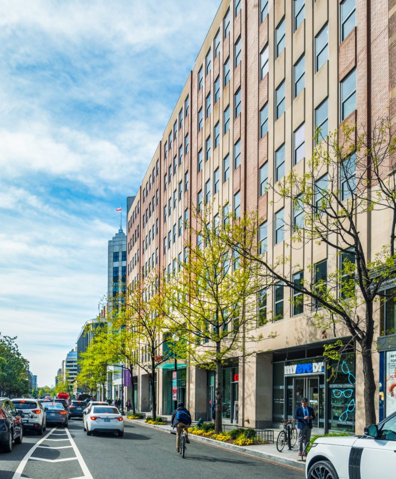 View of 1330 Connecticut Avenue with BXP property on the right.
