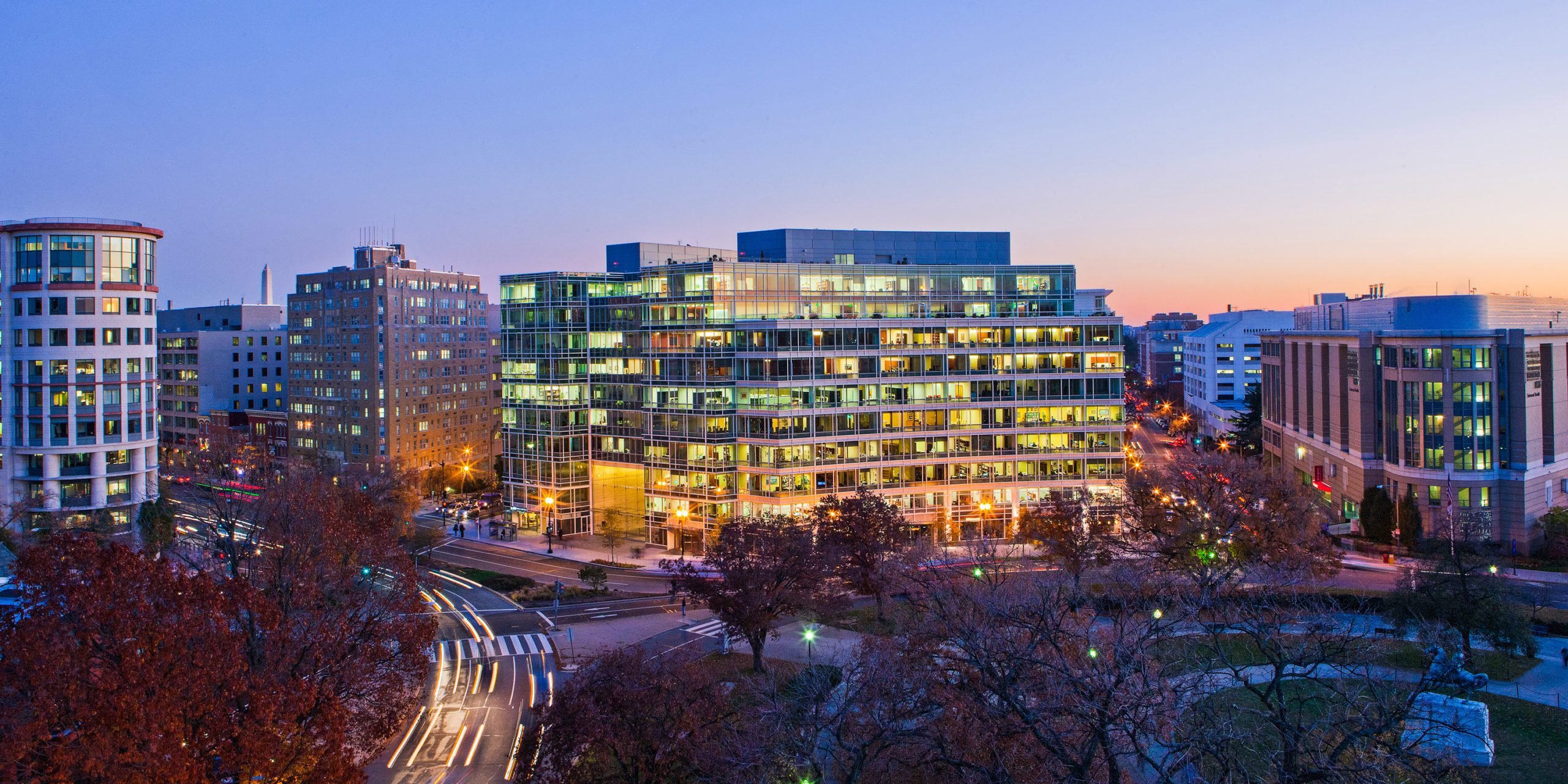 2200 Pennsylvania Avenue at dusk.