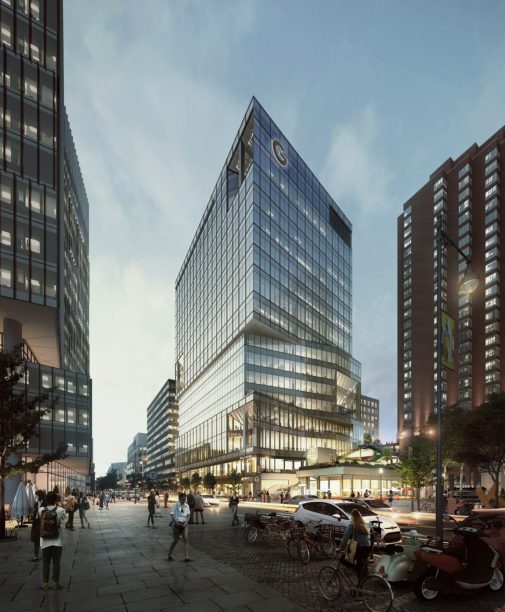 Night view of 325 Main Street Future office building.