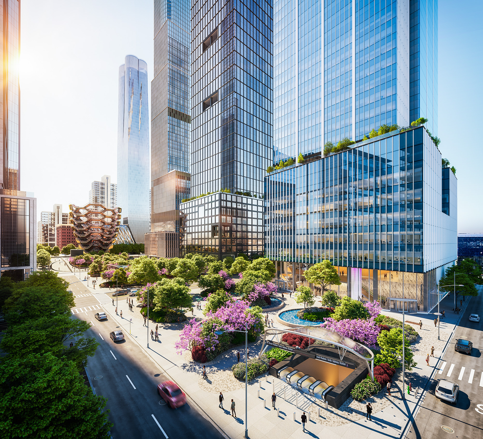 Architectural Rendering of 3 Hudson Boulevard's subway access.