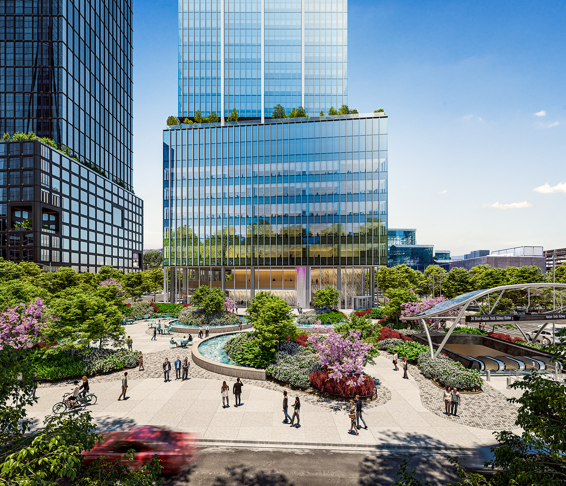 Architectural Rendering of 3 Hudson Boulevard's greenspace.