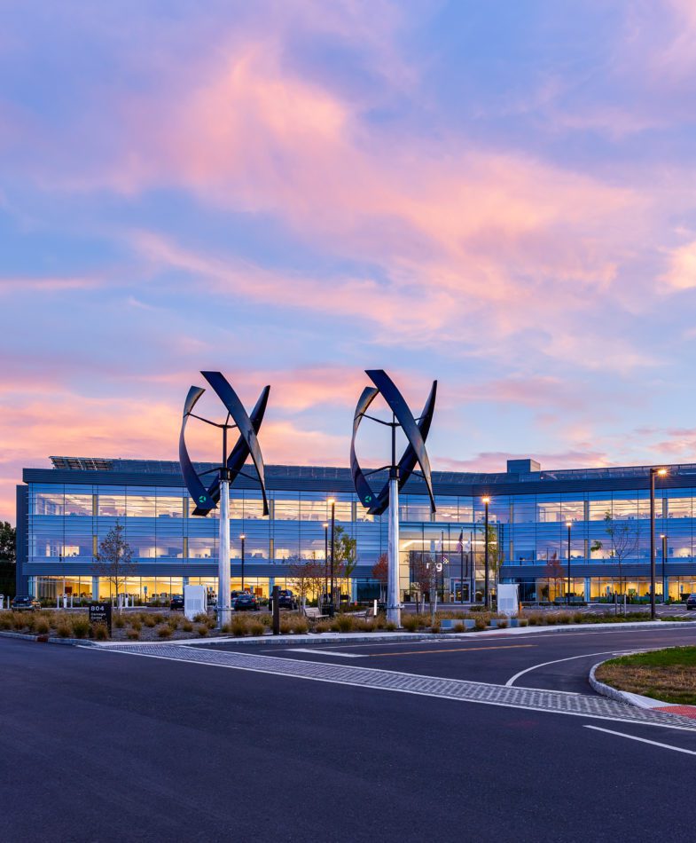 804 Carnegie Center windmills at sunset.