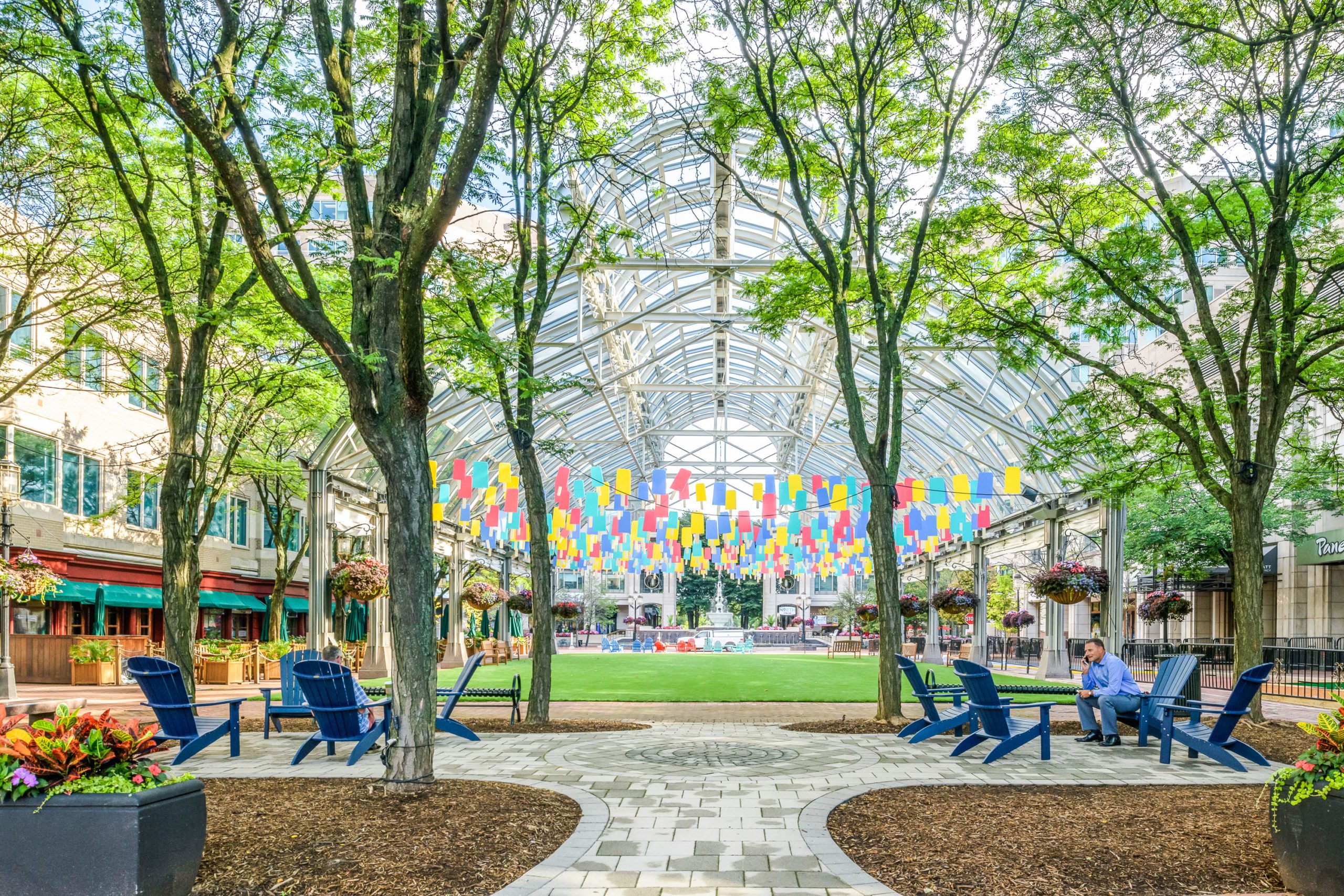 Greenspace at Fountain Square during the day