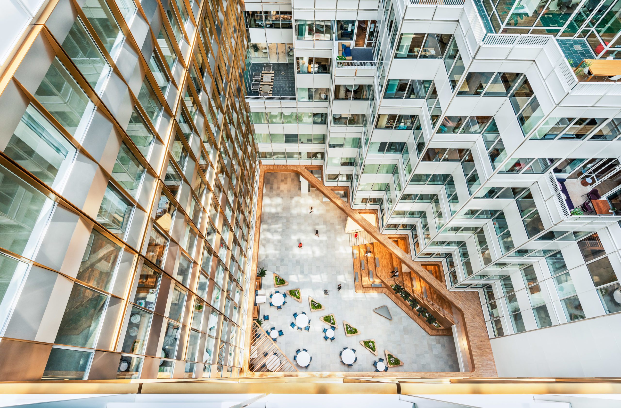 Architectural rendering looking down on the interior courtyard of Metropolitan Square