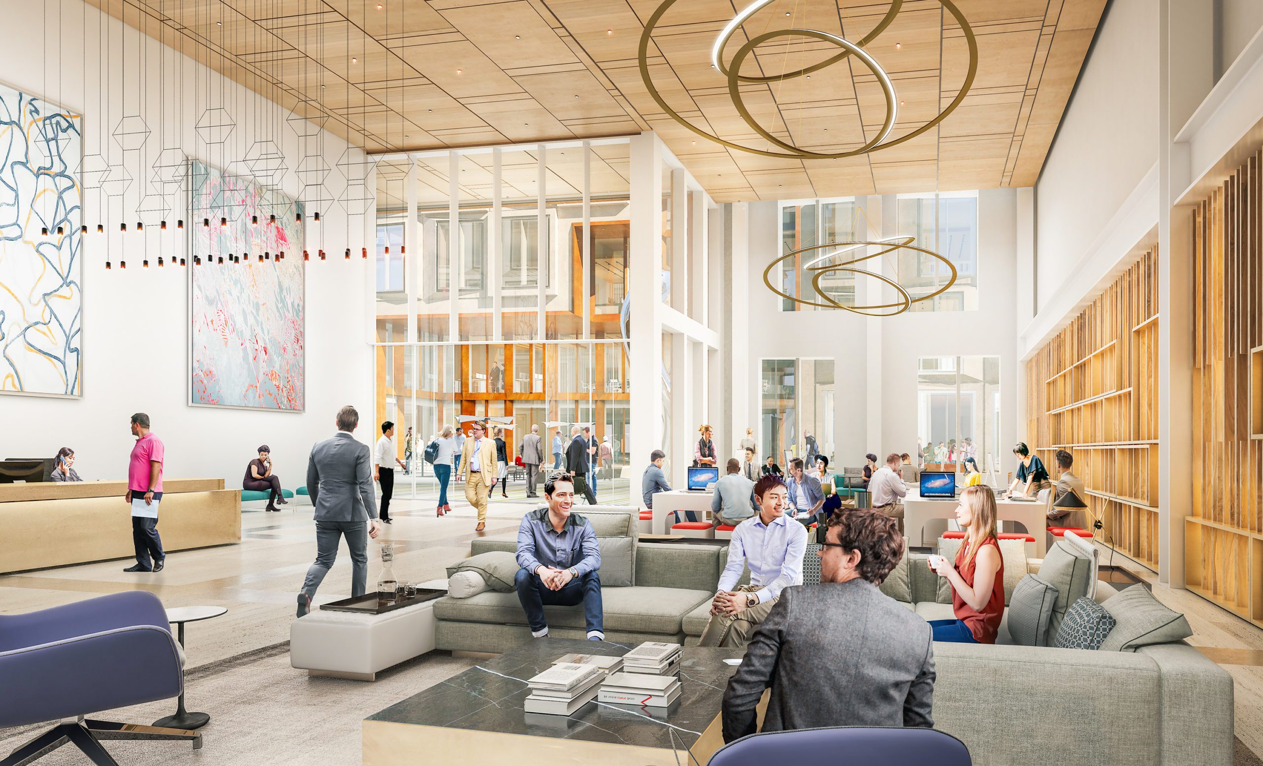 Rendering of the interior lobby of Platform 16