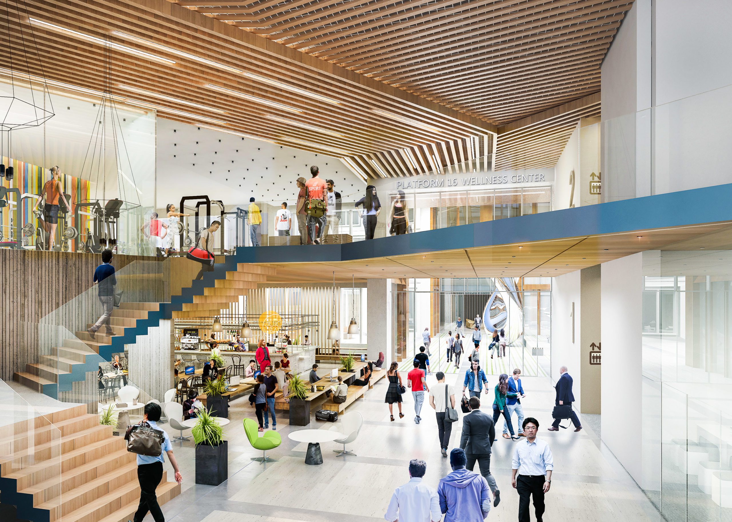 Rendering of Platform 16's interior lobby.