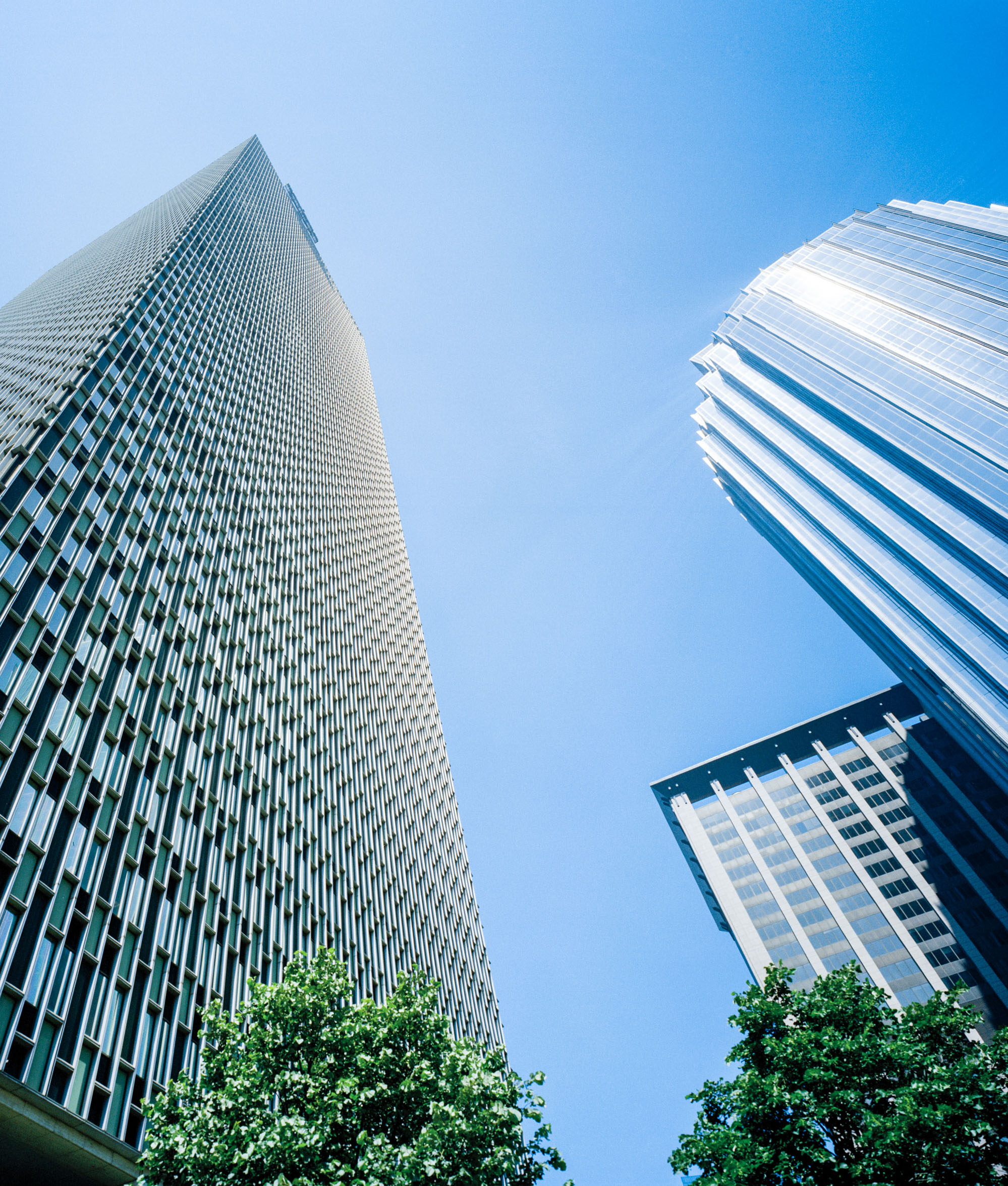 Looking up at Prudential Tower and 111 Huntington Avenue