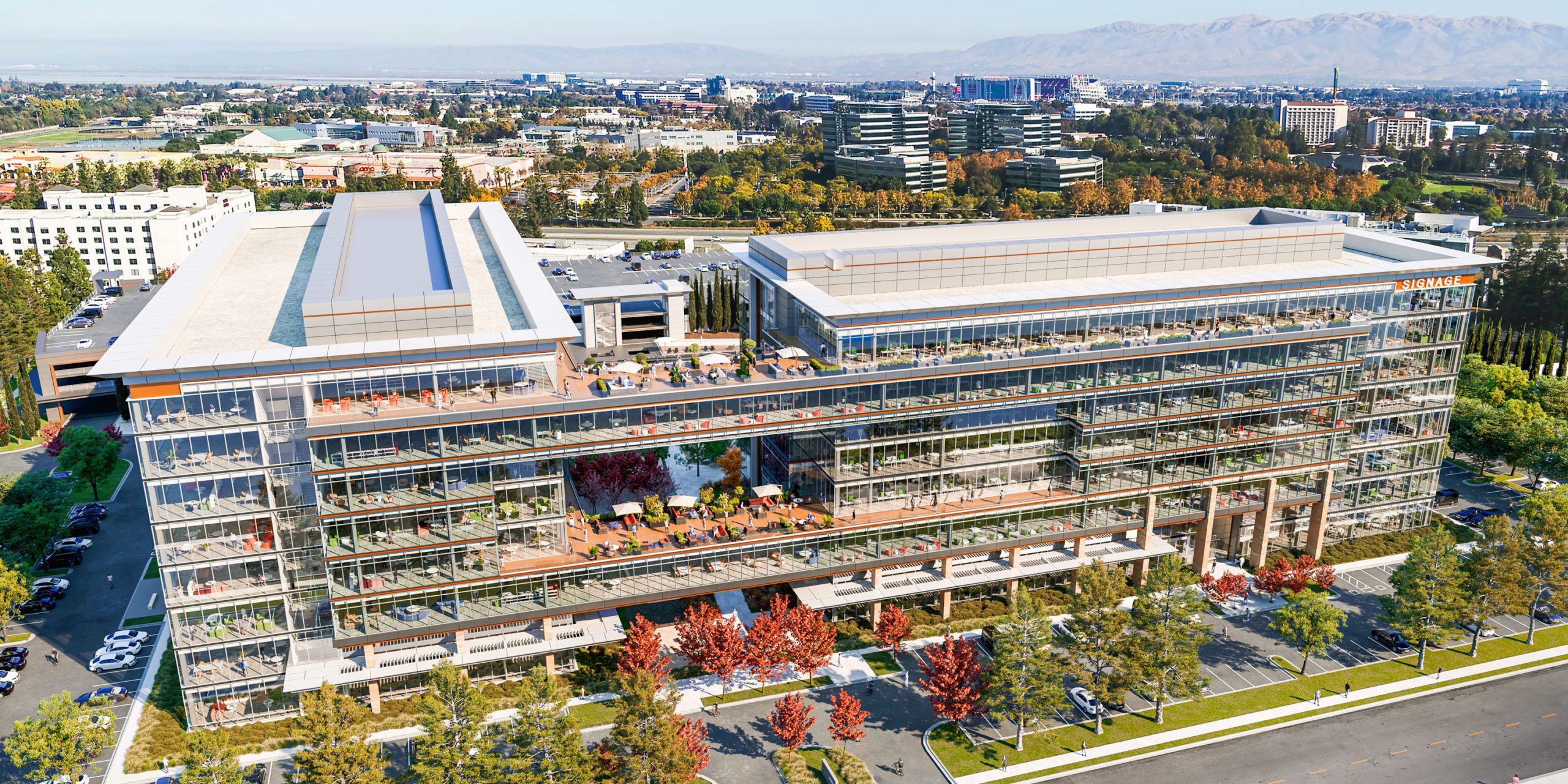 Rendering of a bird's eye view of Santa Clara Crossing