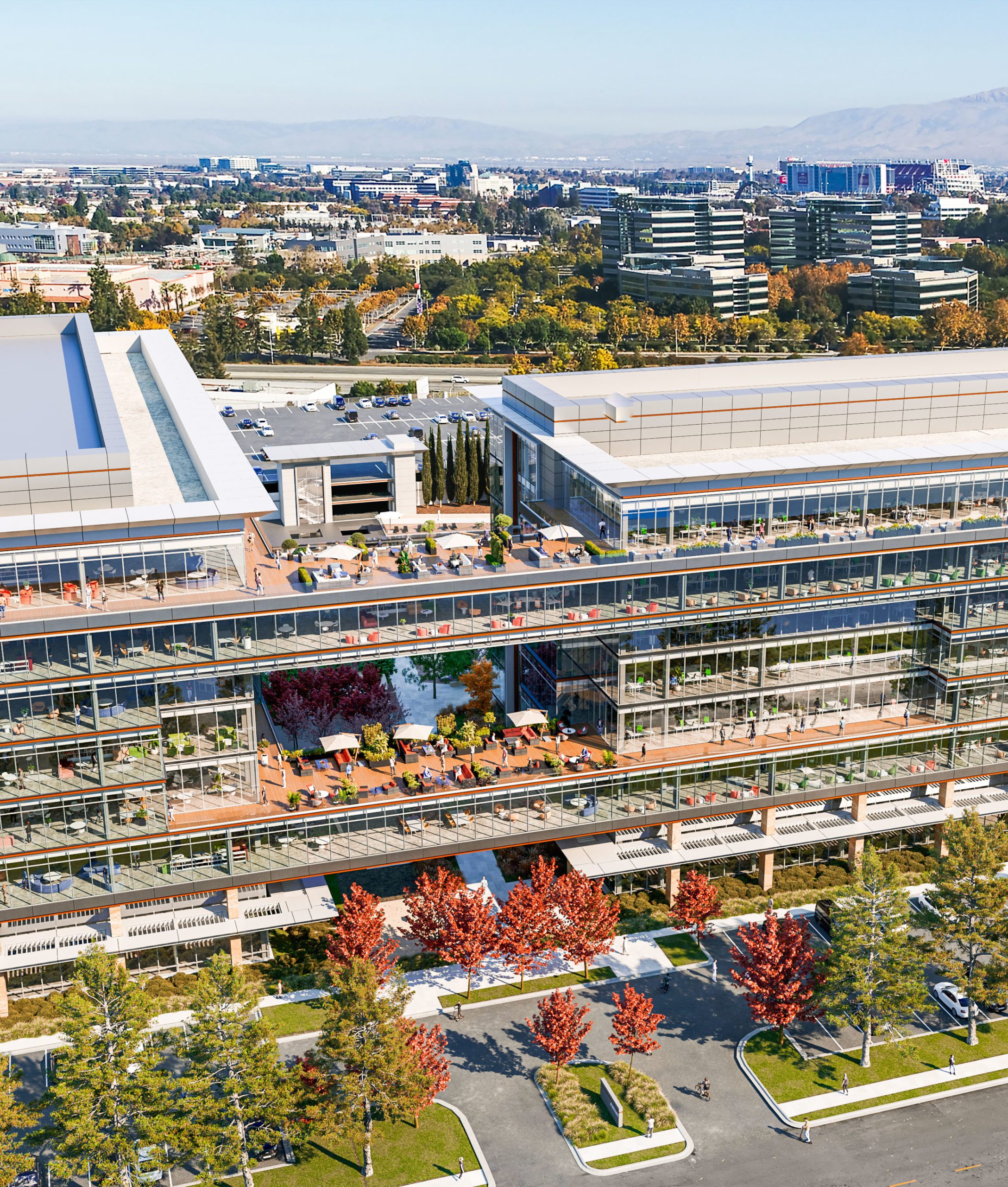 Rendering of a bird's eye view of Santa Clara Crossing