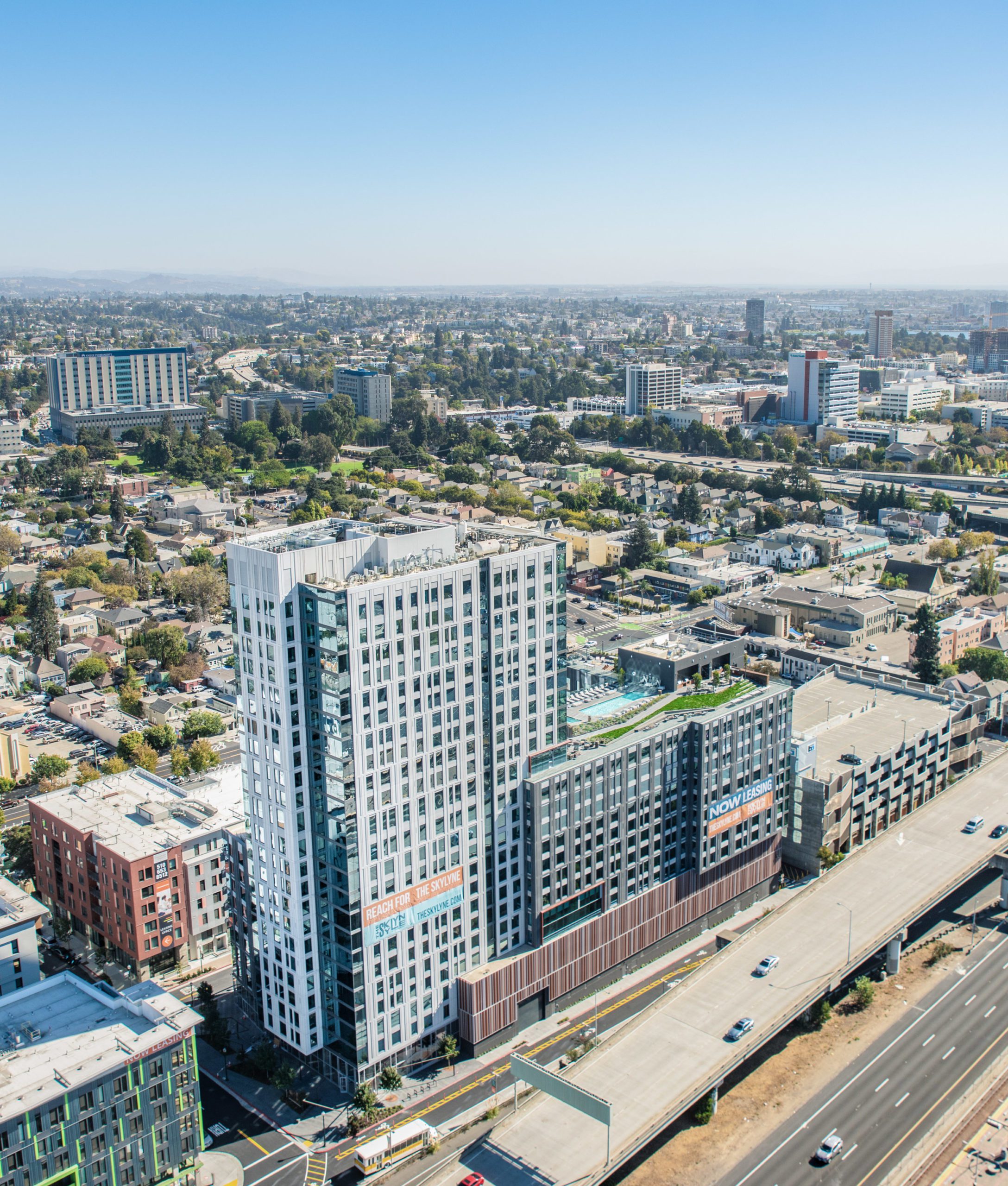 Aerial view of Skylyne at Temescal on a sunny day.