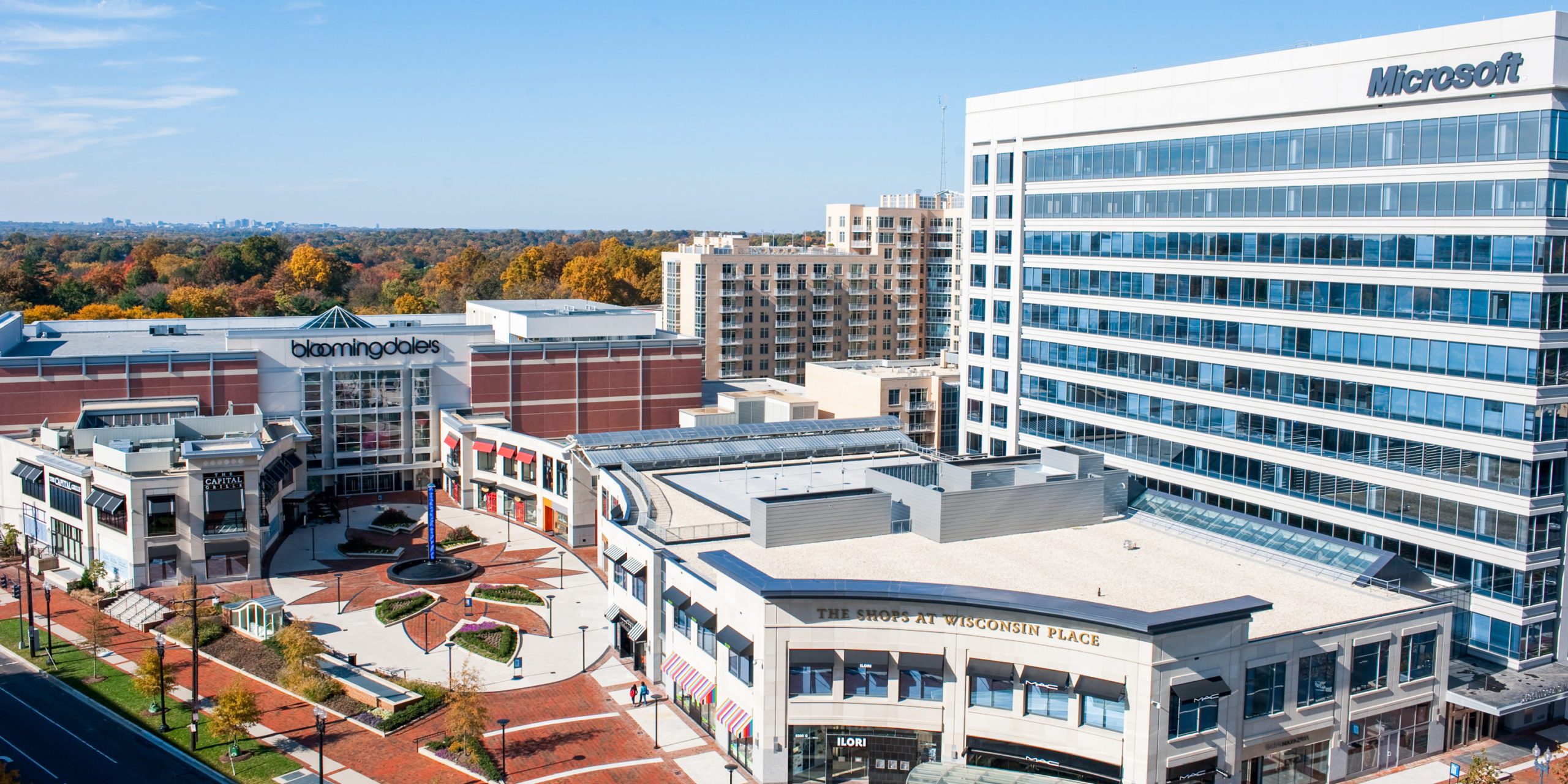 Aerial view of the entire Wisconsin Place campus